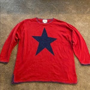Quacker Factory Red & Blue Star Sweater